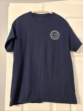 Puppie Love Crewneck Tee in Navy with Chest Logo- Medium